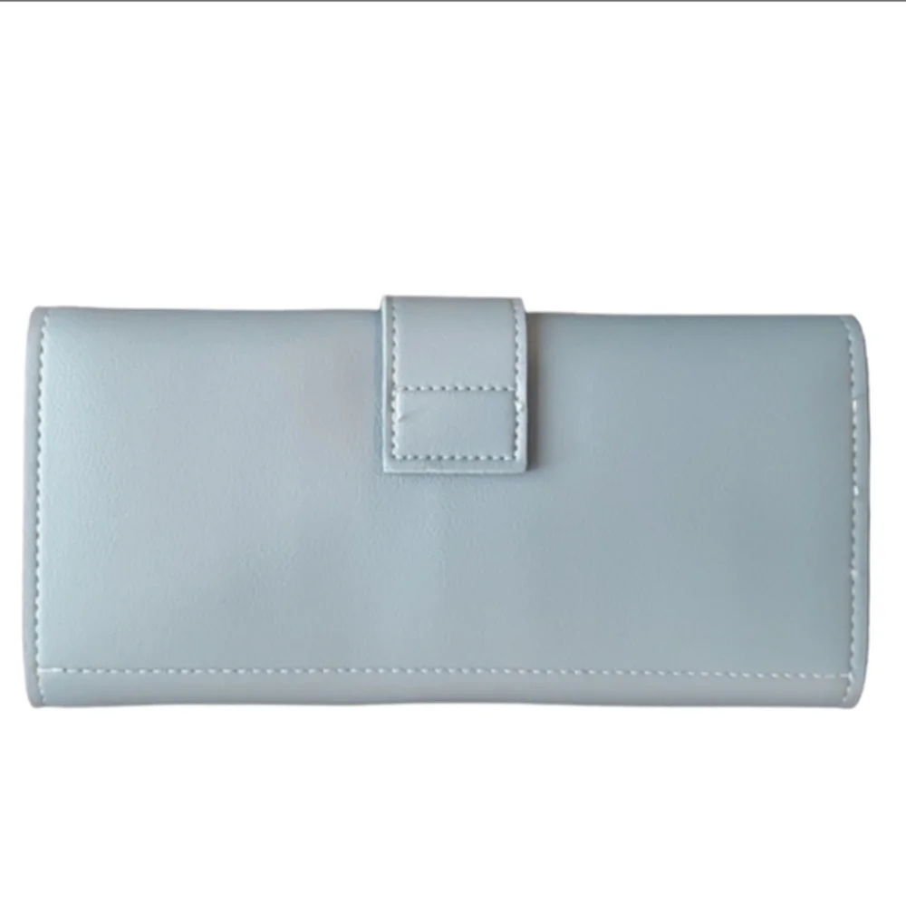 Women's Light Blue Faux‎ Leather Long Leather Wallet Clutch